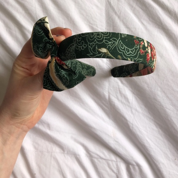 AMERICAN APPAREL Floral Green Bow Headband - Picture 7 of 10